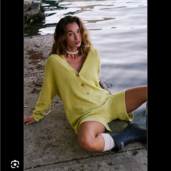 Free People Pants - Free People Lime Green Knit Romper